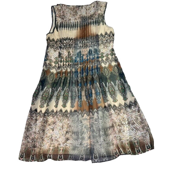 V Christina Dress M Y2K Embellished Scoop Neck Printed Midi Chiffon Witchy Gypsy - Picture 2 of 10